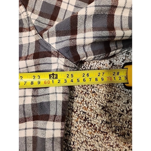 Jachs Mens Flannel Shirt Button Down Cotton Brown Gray Large - Picture 8 of 8
